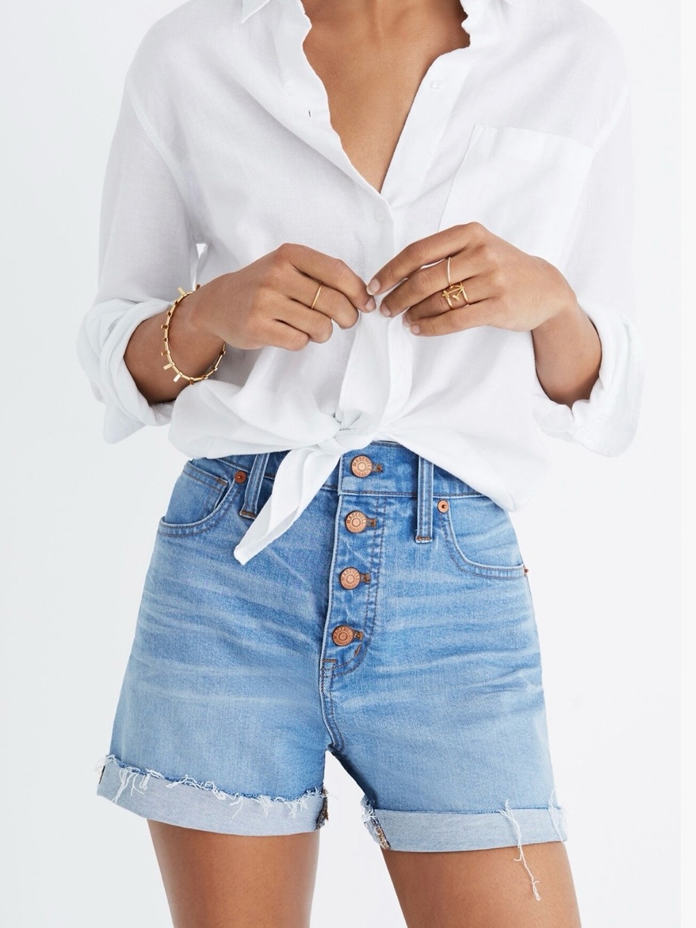 Madewell High-Rise Denim Shorts: Button-Front Edition - Medium Wash